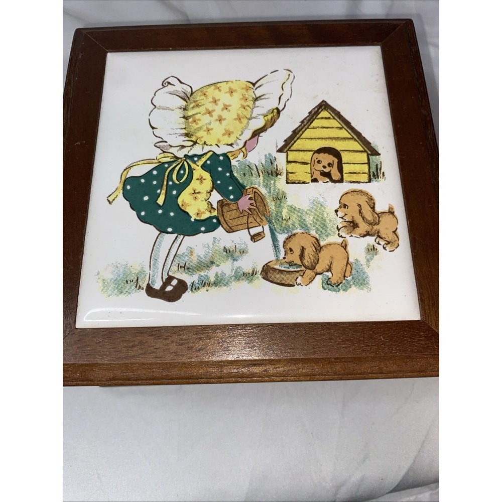 Vintage jewelry box Girl and Pups, Wal-Mart, Kitschy Cute, Nostalgic Ring Box